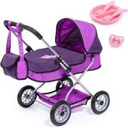 Bayer Smarty Doll& 39 S Pram Set With Bag & Accessories Purple