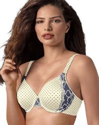 Bali Women's One Smooth U Bra With Lace Side Support Private Jet Dot 34C