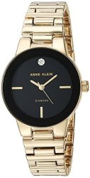 Anne Klein Women's AK 2670BKGB Diamond-accented Gold-tone Bracelet Watch