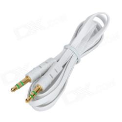 24K Gold-plated 3.5MM Male To Male Flat Audio Connection Cable - White
