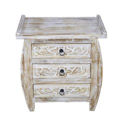 Wooden 3 Drawer Nimara Bedside Pedestal Sotran Dekorativ