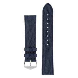 Rainbow Lizard Embossed Leather Watch Strap In Blue - 14MM Silver