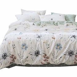 Bhusb Daisy Printed Duvet Cover Set Queen Size 100 Percnt Cotton