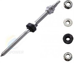 Ibr Hanger Bolt Screw For D-rail 8MM- Ideal For Ibr On Wood Trusses Includes 1 X Stainless Steel Bolt 1 X Rubber Washer