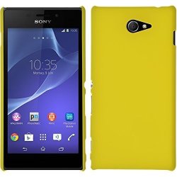 Phonenatic Hardcase For Sony Xperia M2 Rubberized Yellow Cover + Protective Foils