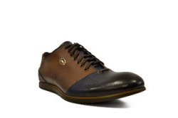 Calvano Two Tone Casual Lace Up Shoes in Navy & Light Brown