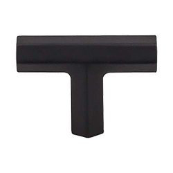 Lydia T Shape Knob Color Flat Black - Top Knobs 7 16" Width Serene Coll Contemporary Modern Transitional Kitchen Drawer Cabinet Pull Hardware Dresser Gold