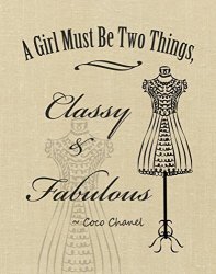 'classy And Fabulous' Wall Art Print W Quote By Coco Chanel 8" 10" Natural Tan Linen