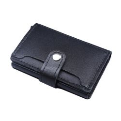 Leather Aluminium Rfid Credit Card Holder Case-black