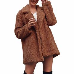 URIBAKE Womens Fuzzy Fleece Jacket Open Front Hooded Cardigans Coats Outwear with Pocket