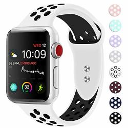 Booyi Sport Band For Apple Watch 42MM 38MM Sport Bands Soft Silicone Wristband Replacement Compatible For Iwatch Apple Watch Series 4 3 2 1