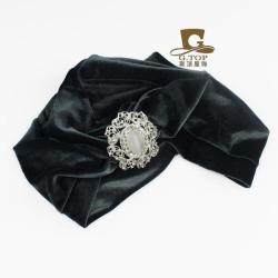 Velvet Flapper Stone Jeweled Stretch Full Turban - Gray Size Fits All