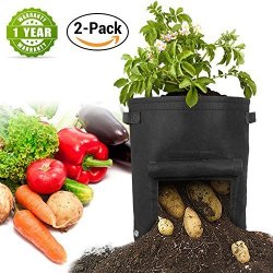 Styddi 2PACK Grow Bags 11 Gallon Fabric Garden Planting Container For Potato Taro Radish Carrot Onion Tomato & Other Flowers Vegetables Plants