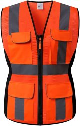 RSMINUO Reflective Safety Vest for Women High Visibility Mesh Breathable Lady WorkWear with Pockets and Zipper