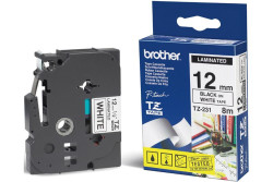 Brother Laminated 8m X 12mm Tape - Black On White