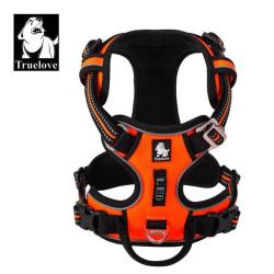 Pet Reflective Nylon Dog Harness No Pull Adjustable Medium Large Naughty Dog Vest Safety Vehicular Lead Walking Running - Orange M