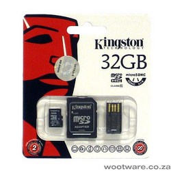 Kingston 32GB Micro SD Card with Card Reader & Adapter Multi Kit