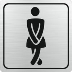Ladies Toilet Symbolic Sign Black Printed On Brushed Aluminium Acp 150 X 150MM