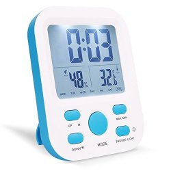 Alarm Clock Warmhoming Digital Clock With Temperature And Humidity Blue