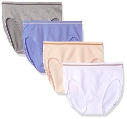 Ellen Tracy Women's Seamless Flawless Fit Brief Panty Pack Of 4 6 M Heather white iris natural