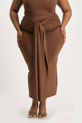 Savannah Wrap Tie Detail Skirt - Pinecone - XL