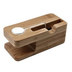 Apple Watch Stand Show Wish Wood Charging Station Wooden Dock 2 In 1 Bamboo Stand Desk Holder For Iphone Iwatch & Ipad