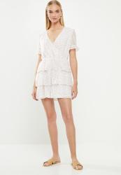 Cotton On Woven Sara Short Sleeve Ruffle MINI Dress - White