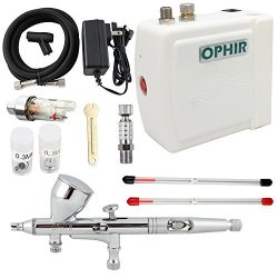 Ophir 12V Dc MINI Air Compressor 0.2MM 0.3MM 0.5MM Airbrush Kit For Makeup Beauty White