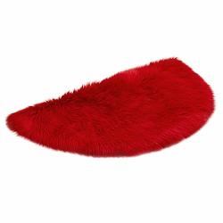 Lljin Wool Imitation Sheepskin Rugs Faux Fur Non Slip Bedroom Shaggy Carpet Mats B