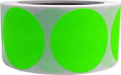 Fluorescent Green Color Coding Labels Round Circle Dots 2 Inch 500 Total Adhesive Stickers