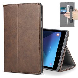 Samsung Galaxy Tab S3 9.7 Case Belk Premium Leather Multiple Viewing Stand Cover With Hand Strap Auto Wake sleep Smart Folio Flip Card Holder For