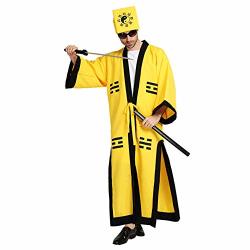 Chinese Ancient Taoist Robe Exorcist Costume Monk Comes Down The Mountain Cosplay Yellow Taoist Uniform Tai Chi Bagua Robe One Size Fit Height 5'5"-6'1"