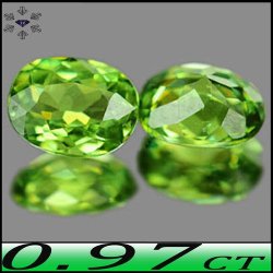 0.97ct Green Demantoid Garnet Pair Vs - Two Gorgeous Kenyan Natural Oval Gemstones