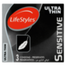 Lifestyle S Sensitive Ultra Thin Condoms 3 Pack