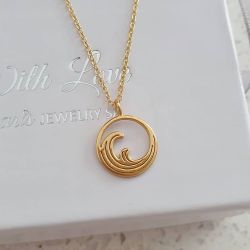 Irma-gold Gold Plated 925 Sterling Silver Wave Necklace 12MM 45CM Chain
