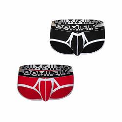 Two Pairs of Mens Cotton Boxer Briefs with Snap Pouch