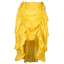 Alex Sweet Brown Adjustable Ruffle Asymmetric Vintage Gothic Skirt Plus Size Steampunk Corset Skirt Long For Women S-6XL S Yellow