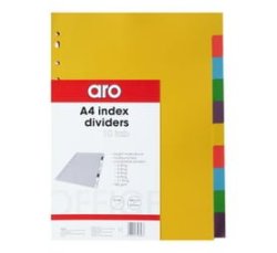 A4 Board File Dividers 10-TAB Assorted Brights