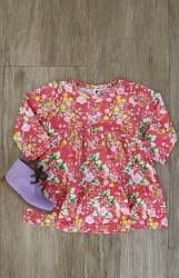 Infants Long Sleeve Tiered Dress - Pink Floral - Pink Floral 18-24 Months