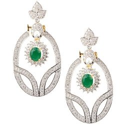 Swasti Jewels Zircon Cz Traditional Fashion Jewelry Earrings For Women Green