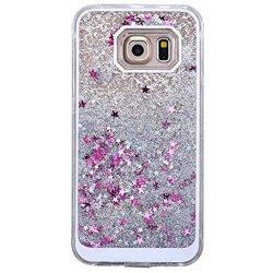 Samsung Galaxy S6 Edge Case Voberry Bling Dynamic Glitter Paillette Quicksand Case Cover For Samsung Galaxy S6 Edge Silver