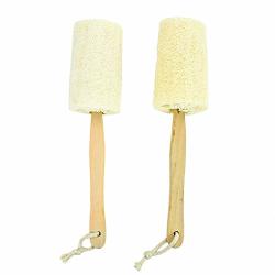 Pomeat 2 Pcs Shower Loofah Sponge Large Exfoliating Loofah Back Scrubber With Wood Handle For Women And Men