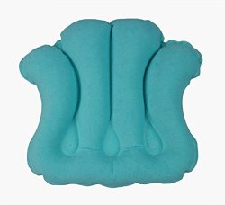 Obbomed HB-1200 Luxury Inflatable Terry Cloth Shell Spa Neck Support Bath Pillow With 4 Suction Cups For Bathtub Hot Tub Jacuzzi Whirlpool Home Spa