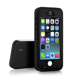 Iphone 5S SE Case Waterproof Dirtproof Shockproof Durable Hard Cover Case For Apple Iphone 5S Fully Supports Finger Print Function For 5S-BLACK