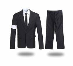 Michael Jackson Costume Dangerous Armband Danceing Black Suit With Hat For Child And Adults H:5.7' 170CM Black