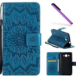 Hmtech Huawei Y3 2017 Case Y5 Lite 2017 Case Sun Flower Embossed Floral Wallet Case Card Slots Kickstand Pu Leather Flip Stand Cover For