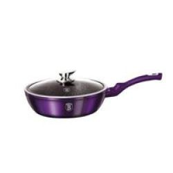 24CM Marble Coating Frypan With Lid - Royal Purple