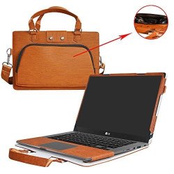 LG Gram 14Z970 Case 2 In 1 Accurately Designed Protective Pu Leather Cover + Portable Carrying Bag For 14" LG Gram 14Z970 Laptop Not Fit 14Z960 14Z950 Brown