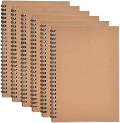 Sayaya 6 Pack Kraft Cover Wirebound Notebooks Bulk Journals Spiral ...