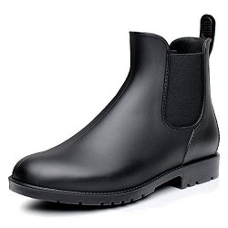 Women's Fereshte Short Ankle Rain Boots Waterproof Rubber Chelsea Booties Black Us 8